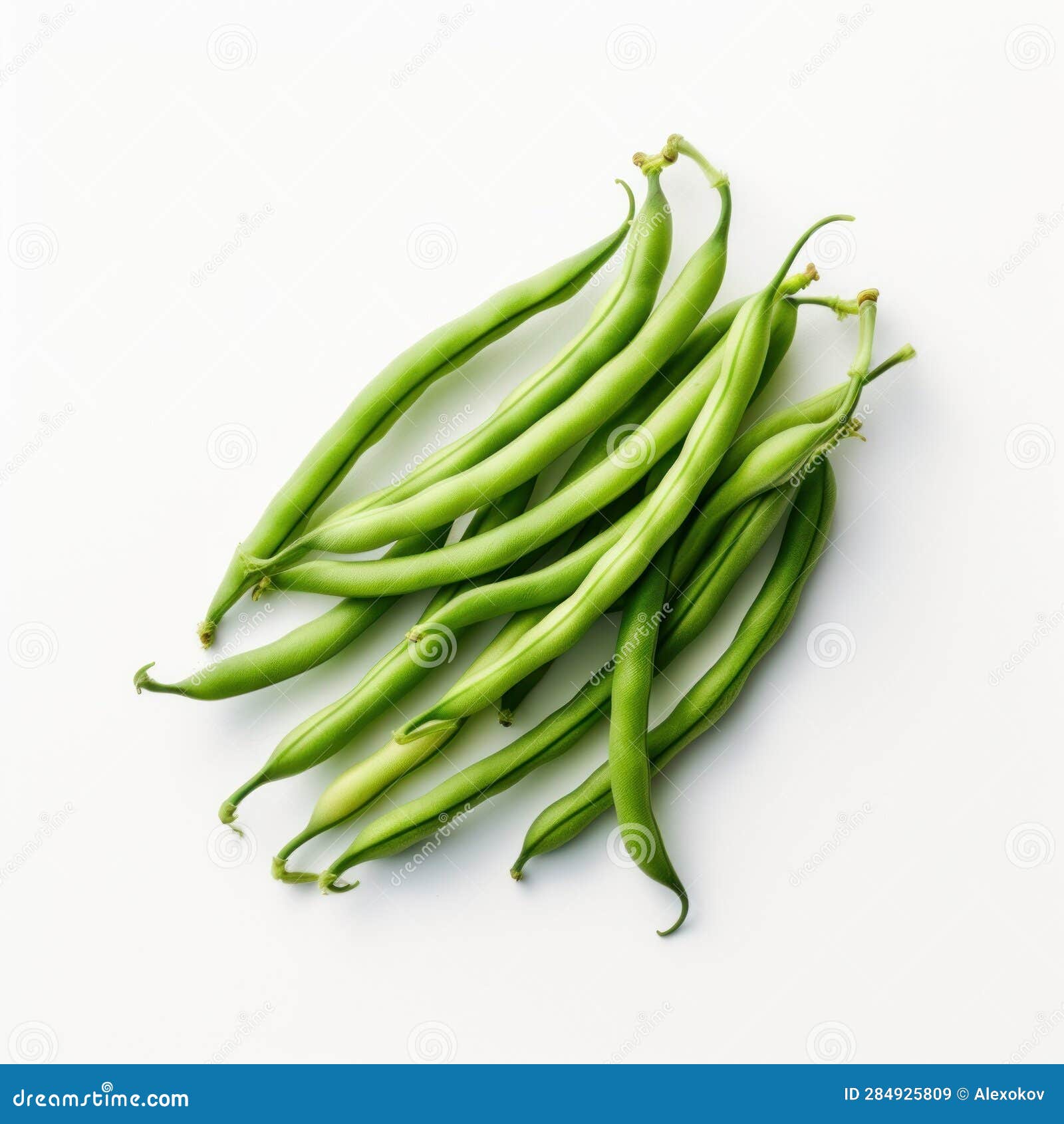Fresh Green Beans on a White Background AI Generated Stock Illustration