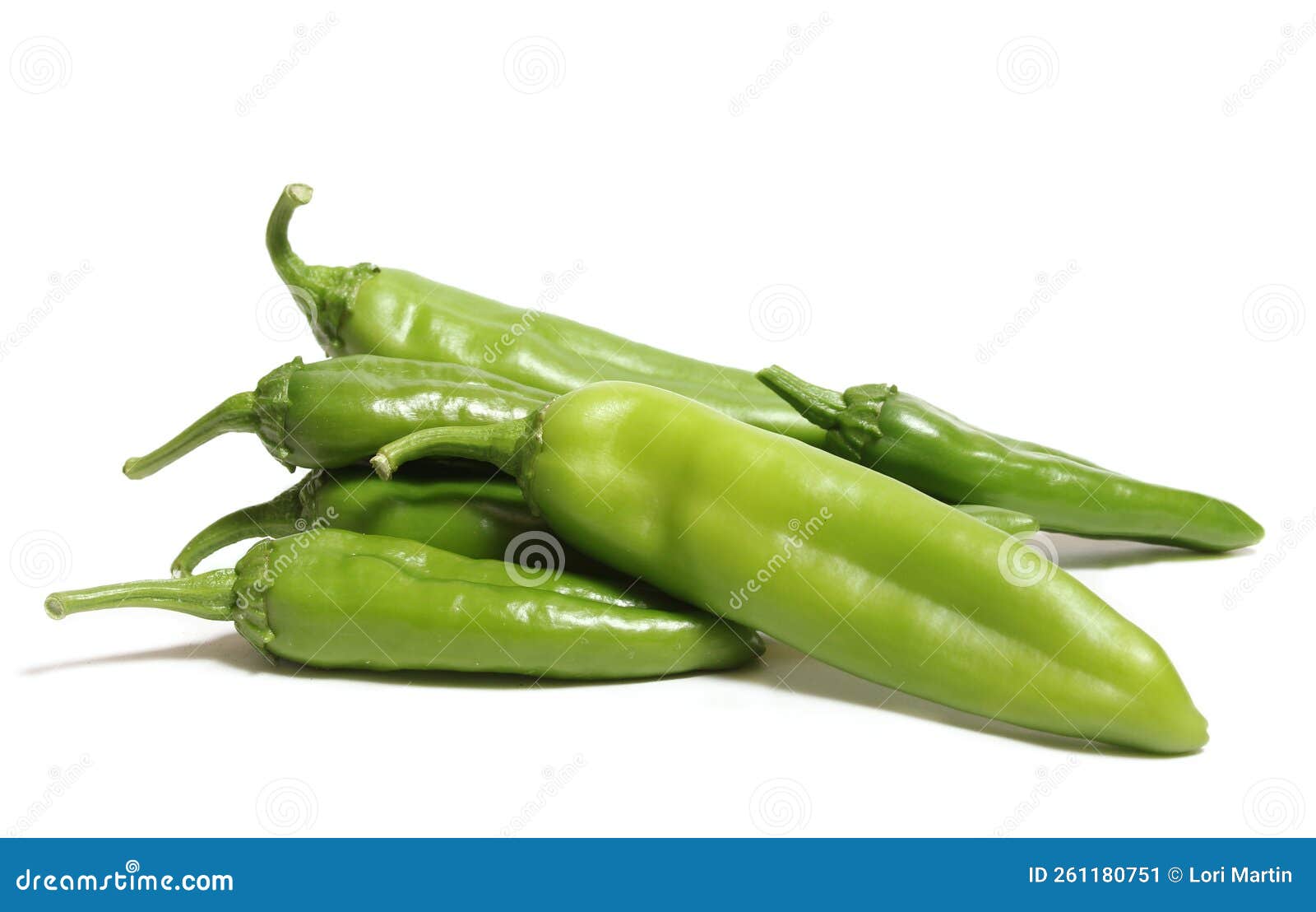 Fresh Green Chili Peppers Isolated on White Background Stock Image