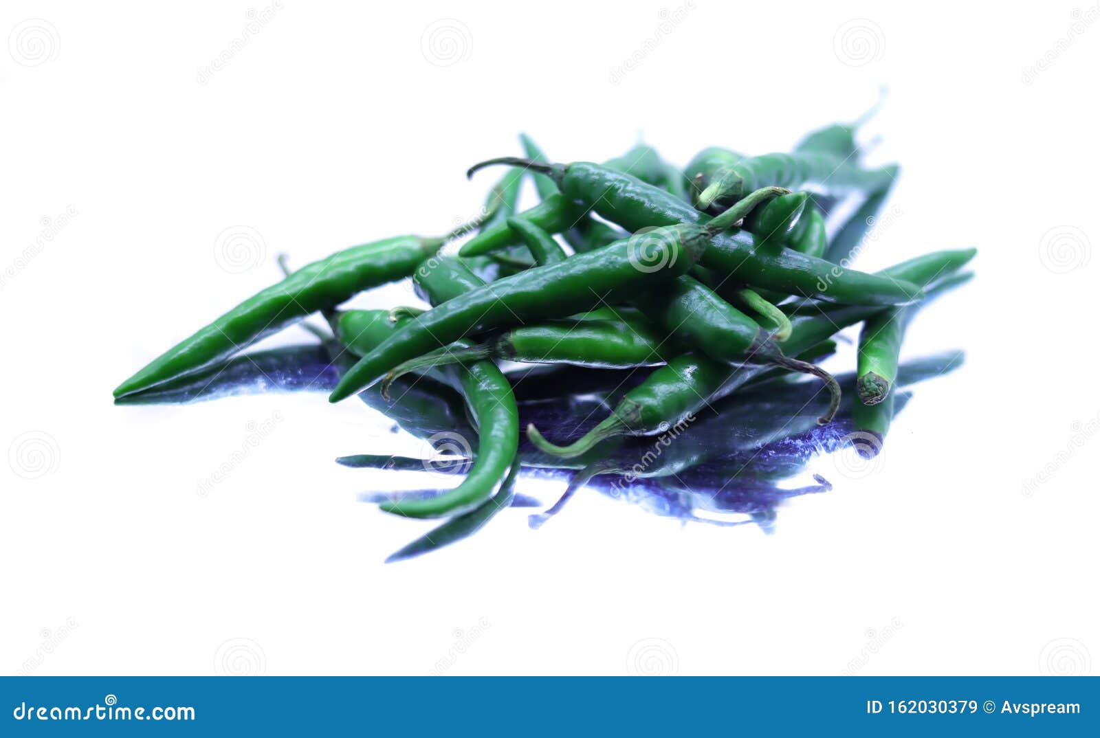 Fresh Green Chilli on White Background Stock Image - Image of eating