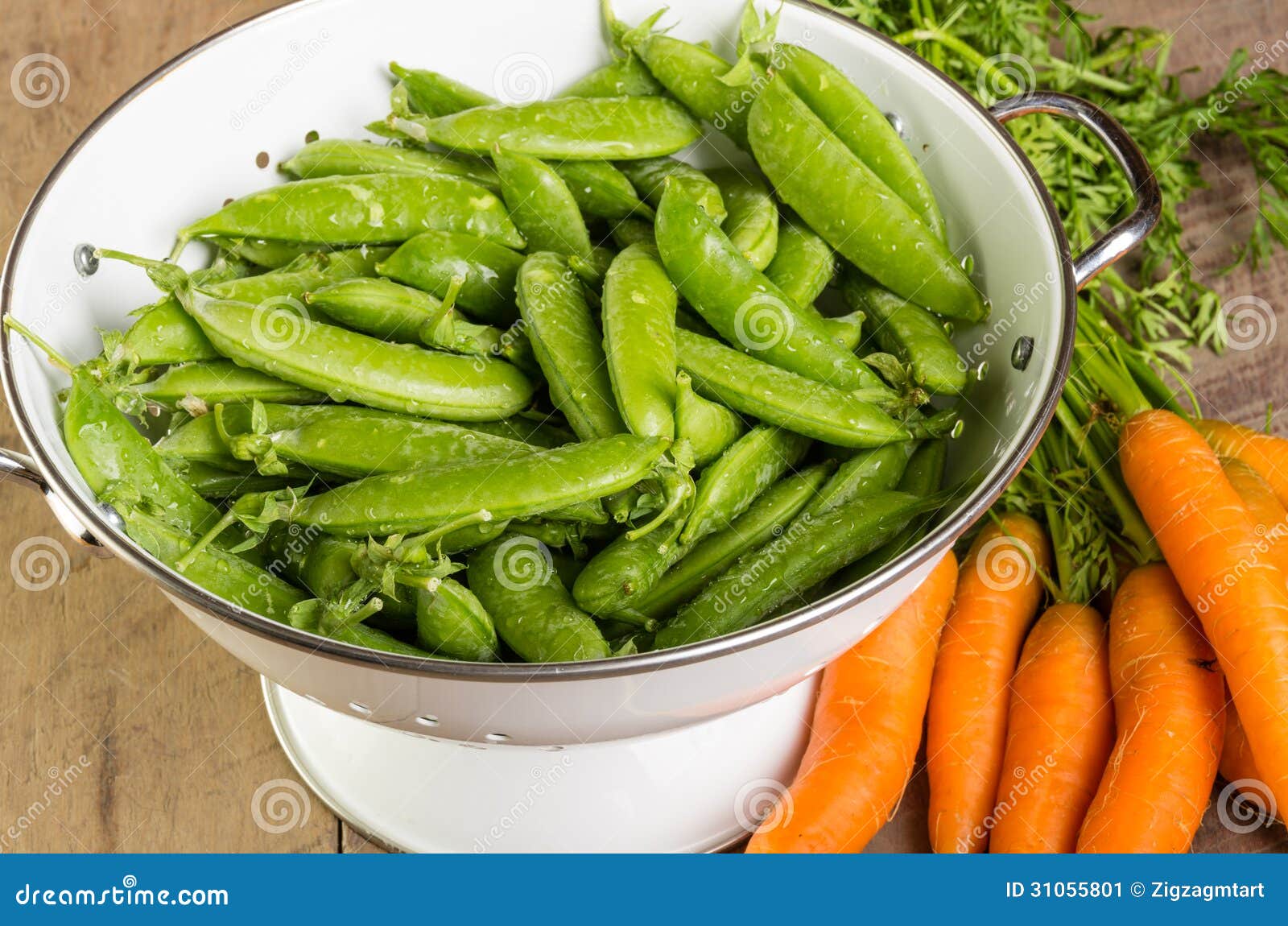 Fresh Green Peas and Carrots Stock Image Image of orange, natural