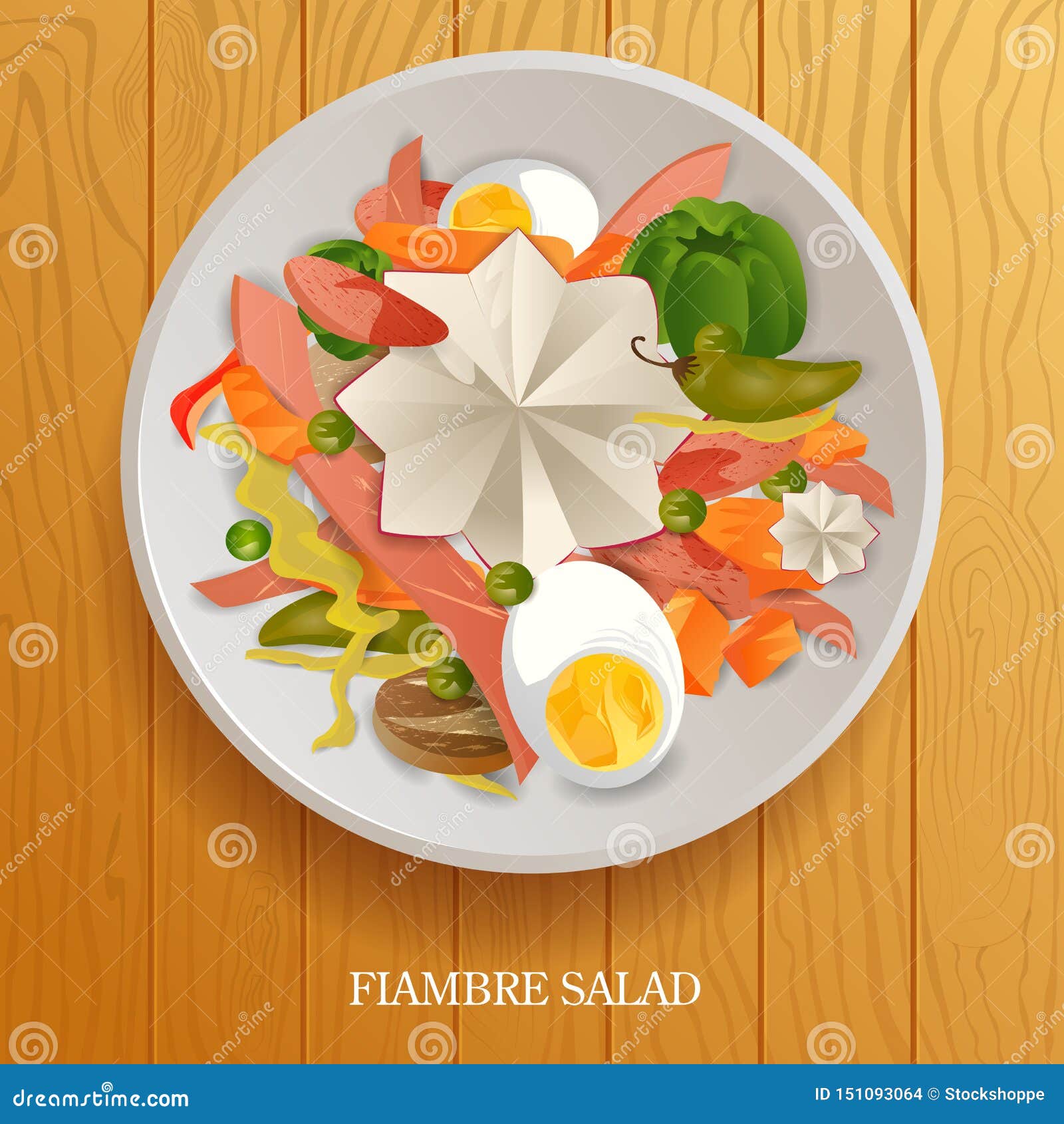 fresh and healthy fiambre salad on wooden background