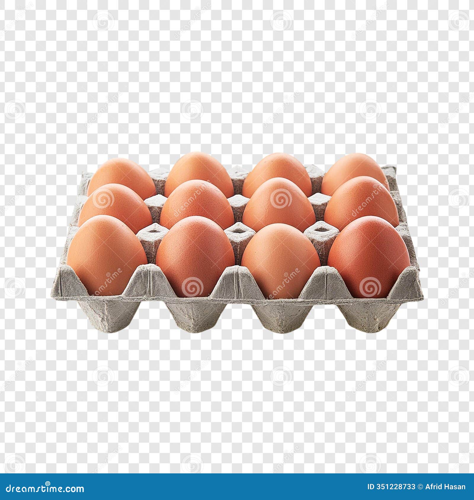 fresh hen eggs with tray on transparent background