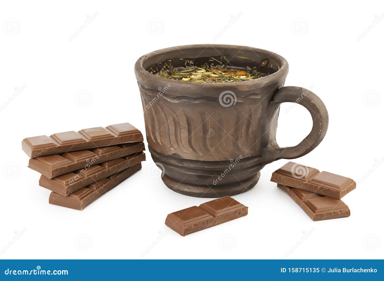 Herbal tea and chocolate stock image. Image of chocolate 158715135