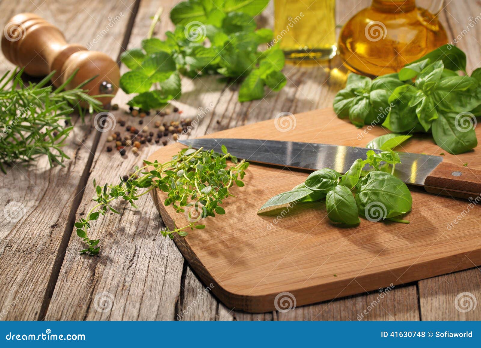 Fresh Herbs on a Cutting Board Stock Photo Image of herbs, vegetable 41630748