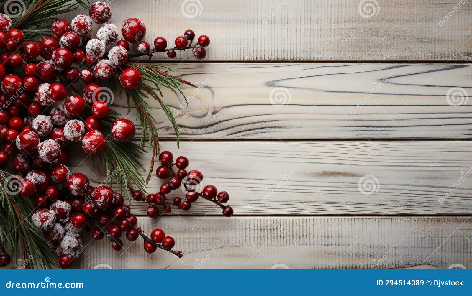 Fresh Holly Berries Adorn Rustic Wood, Celebrating Winter Arrival