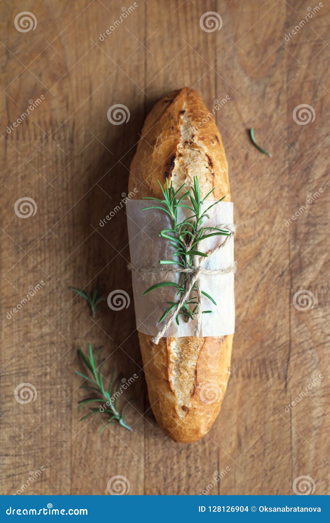 Baguette Bread with Rosemary Stock Photo - Image of cutting, appetizer ...