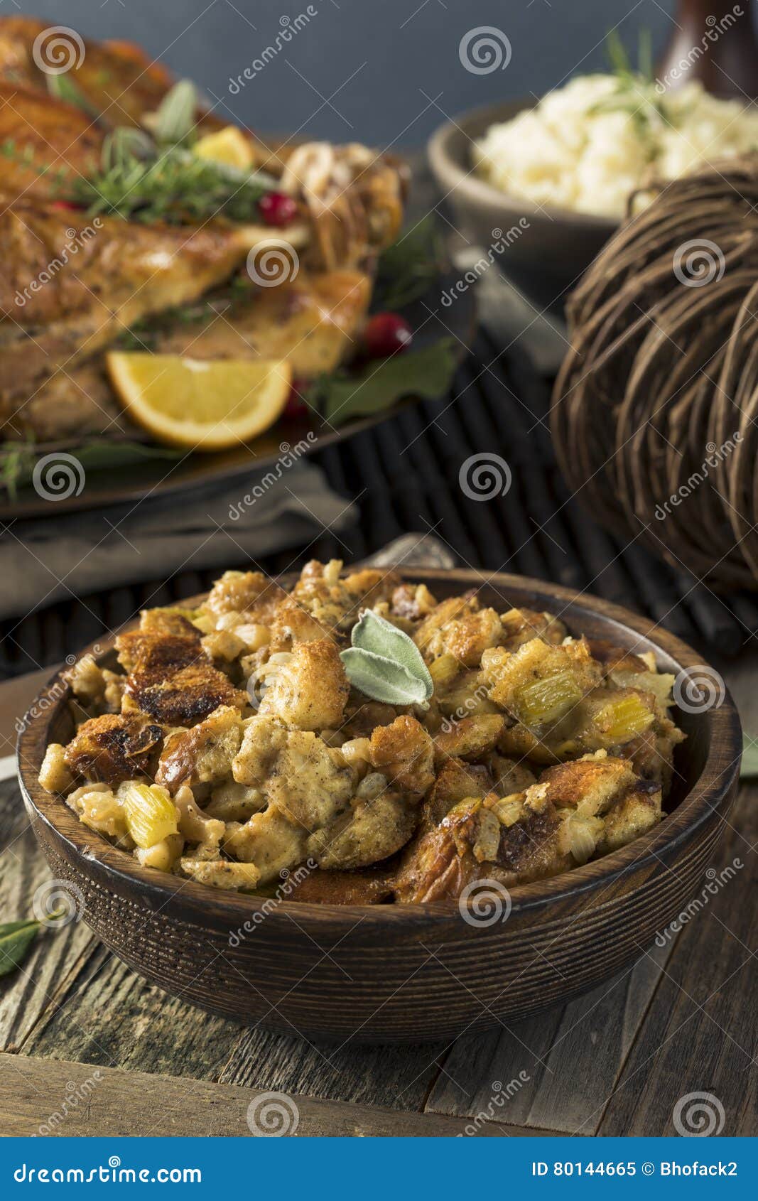 Fresh Homemade Thanksgiving Turkey Stuffing Stock Image - Image of ...