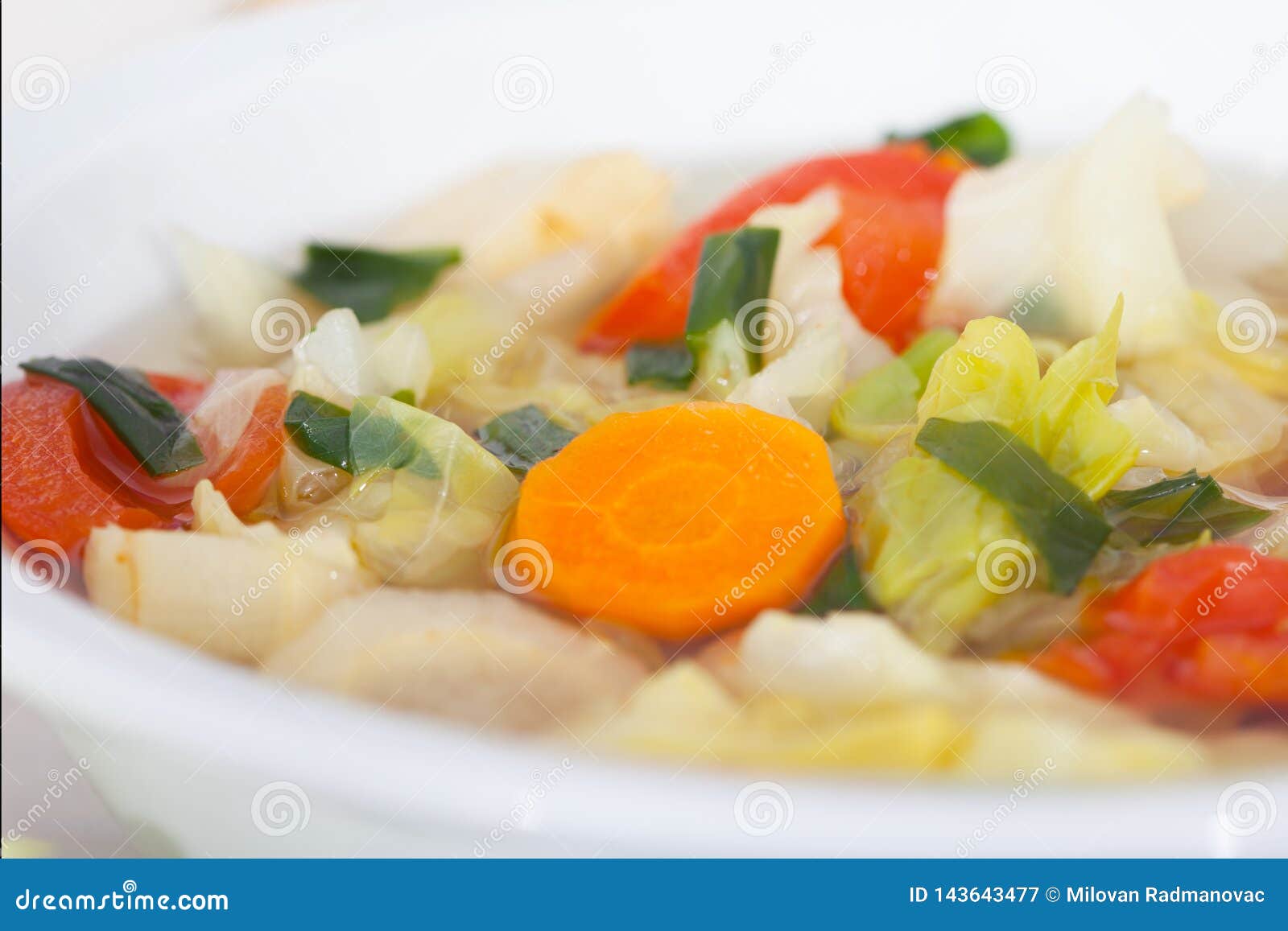 Fresh Homemade Vegetable Soup With Cabbage And Tomato ...