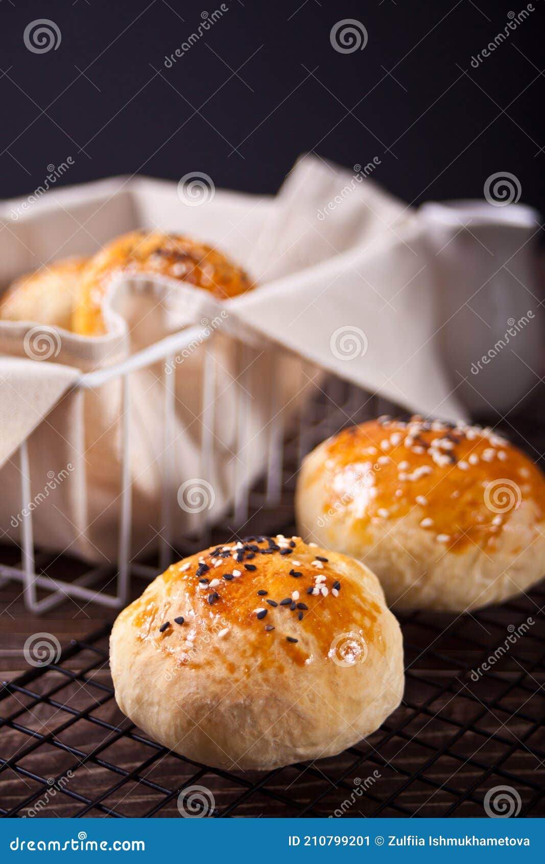 Fresh Homemade Whole Grain Burger Buns with Sesame Stock Image Image