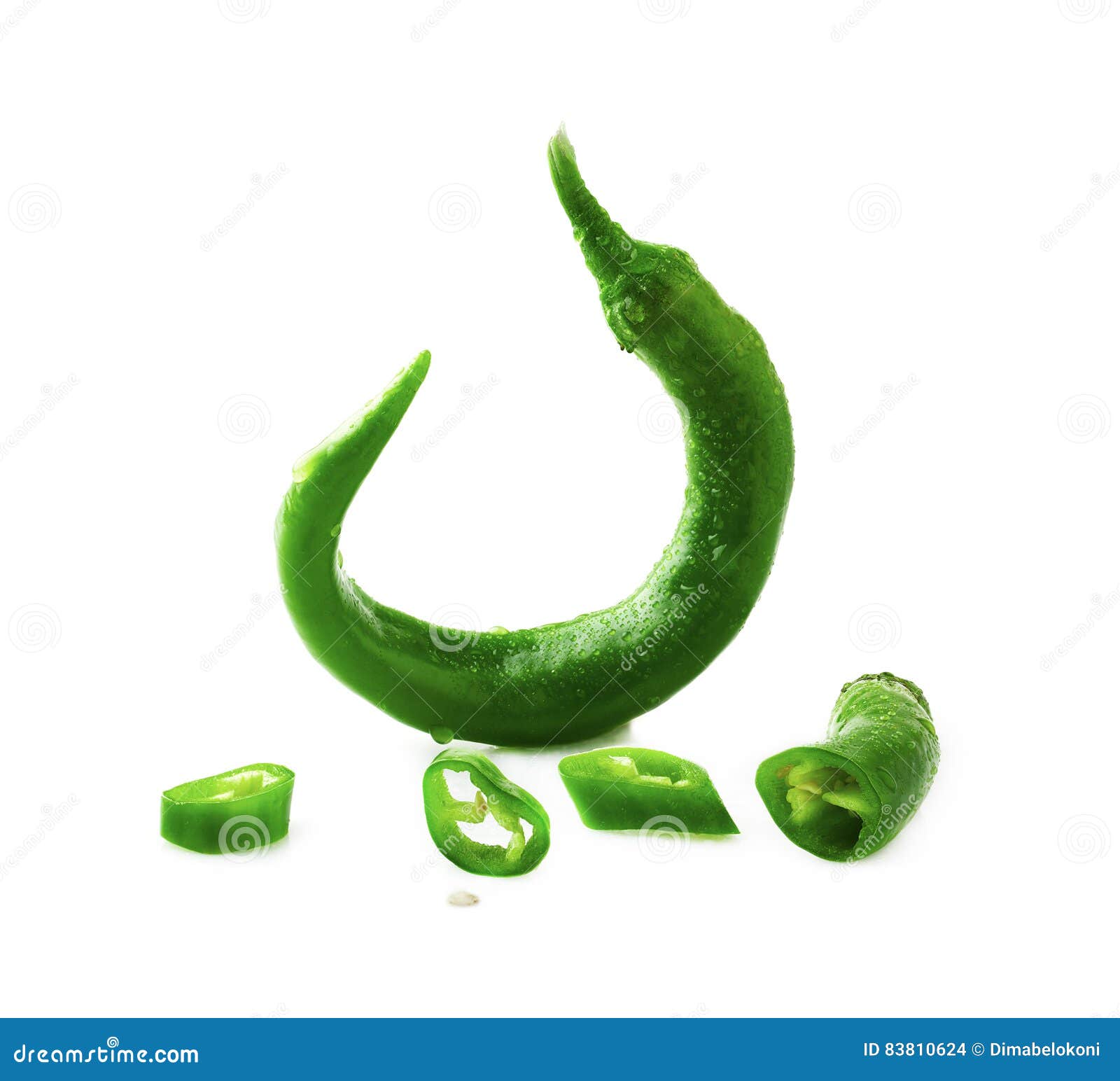 Fresh Hot Green Peppers on White Background Stock Photo Image of