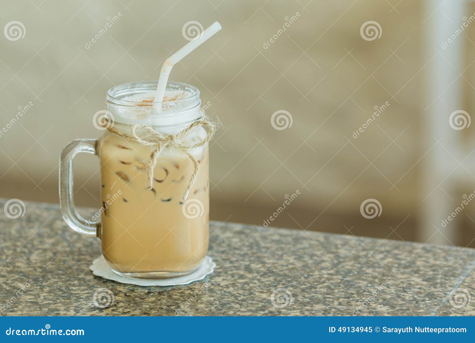 Fresh Ice Coffee in Big Glass with Straw Stock Image Image of dessert, decor 49134945