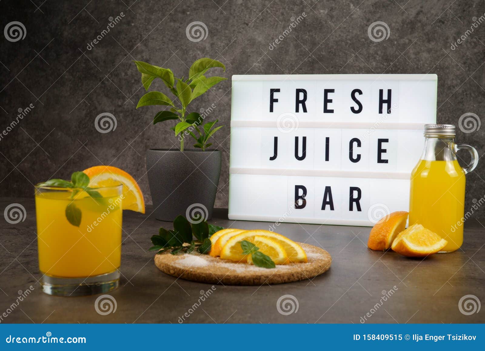 Fresh Juice Bar Concept. Oranges with Fresh Orange Juice Stock Image -  Image of celebration, breakfast: 158409515