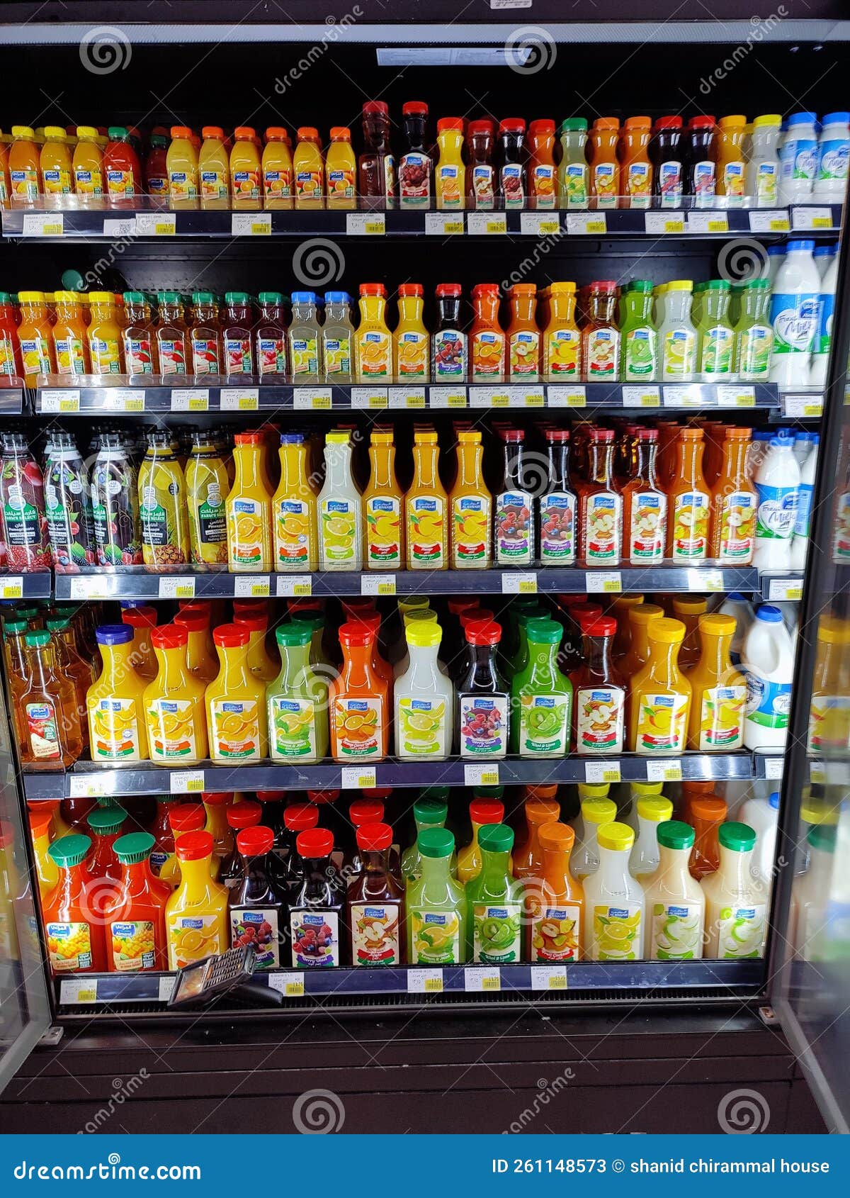 Fresh Juice Display of Different Brands Editorial Stock Photo Image