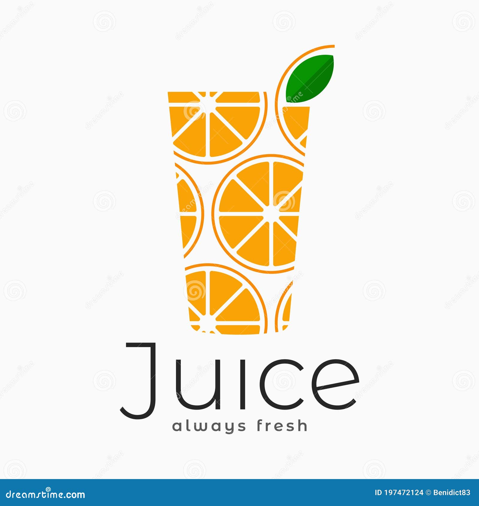 Fresh Juice Logo. Orange Juice Glass on White Stock Vector