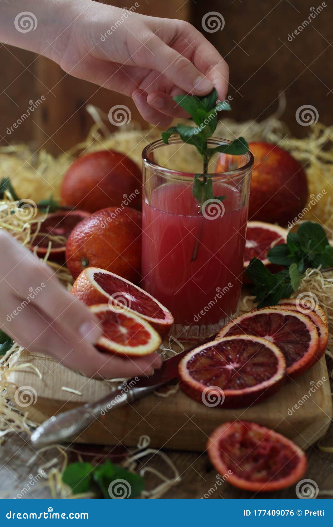 fresh juice. tarocco red orange juice