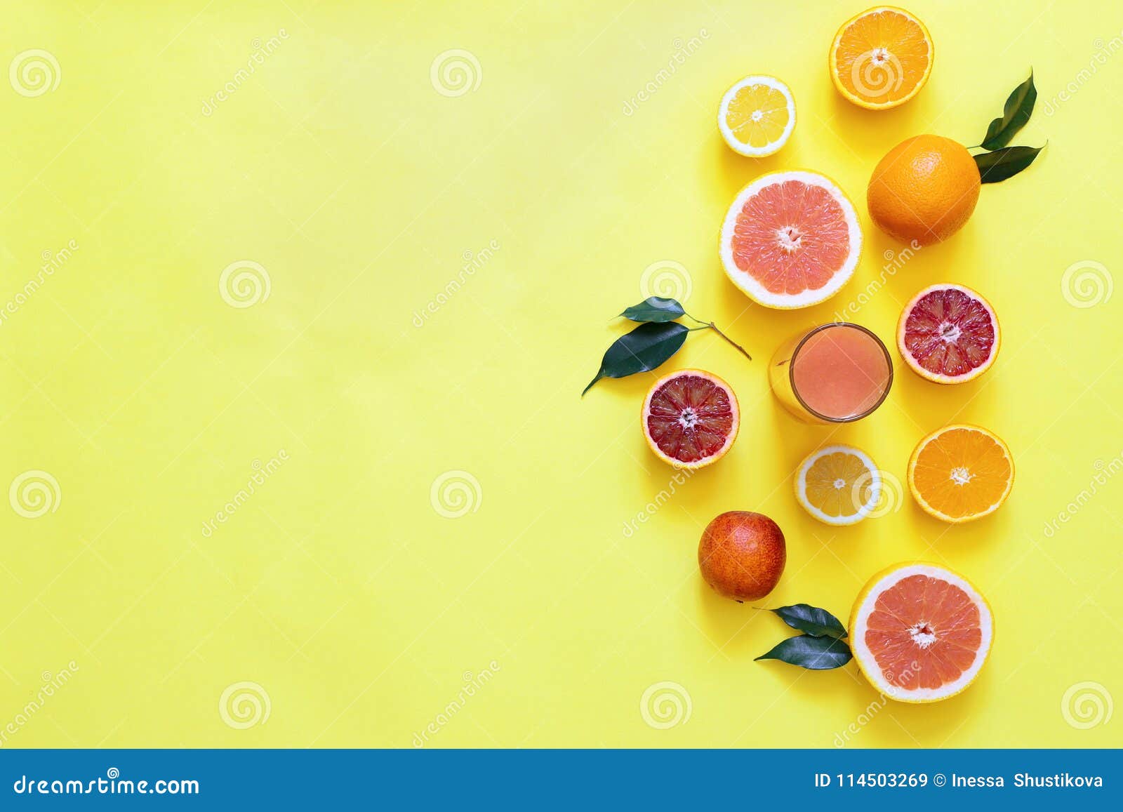 Fresh Juices and Fruit Cut into Slices on a Yellow Background Stock Image -  Image of fresh, copy: 114503269