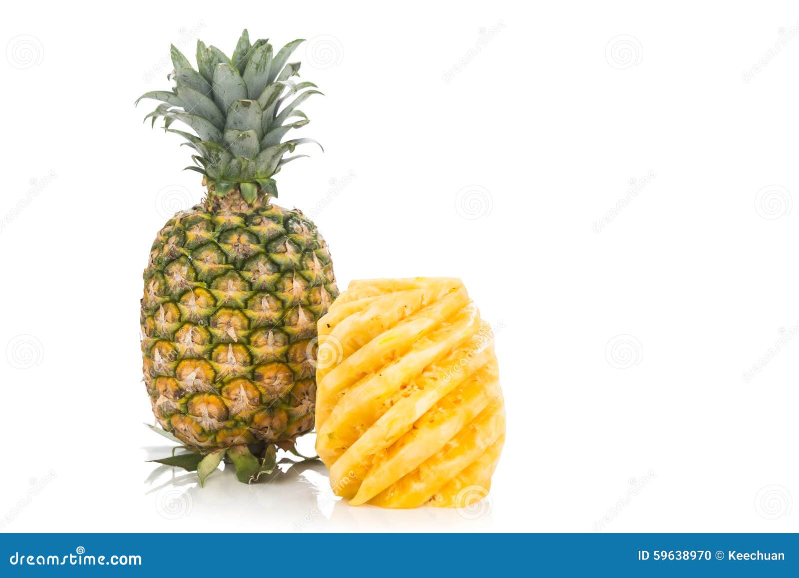 Fresh Juicy Nutritious Cut Pineapple with Whole Fruit As Backgro Stock