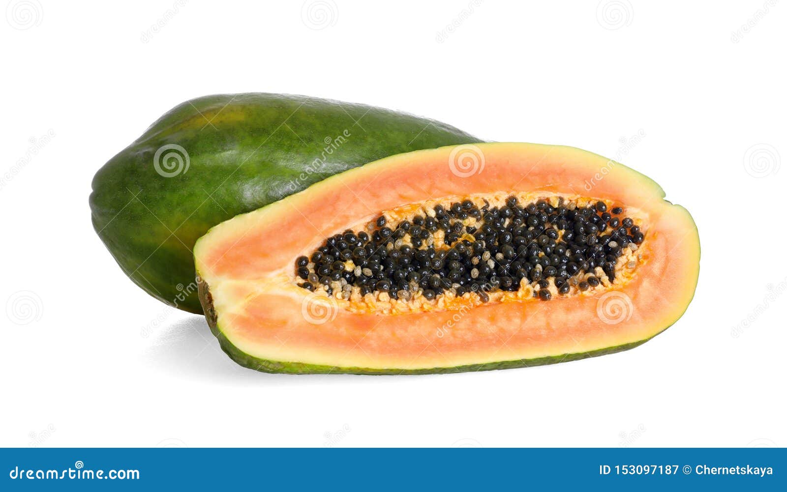 Fresh Juicy Ripe Papayas on White Stock Image Image of season, green