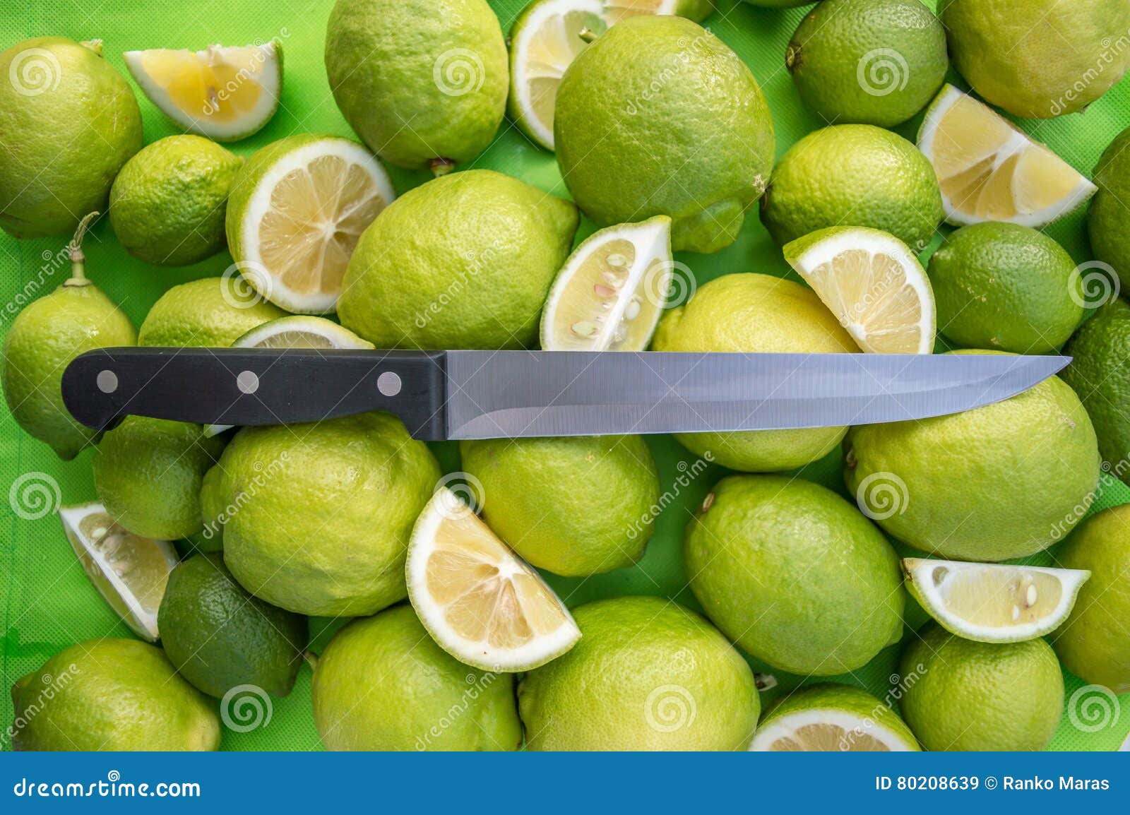 Fresh Juicy Sliced Limes and Knife Stock Image Image of health, group