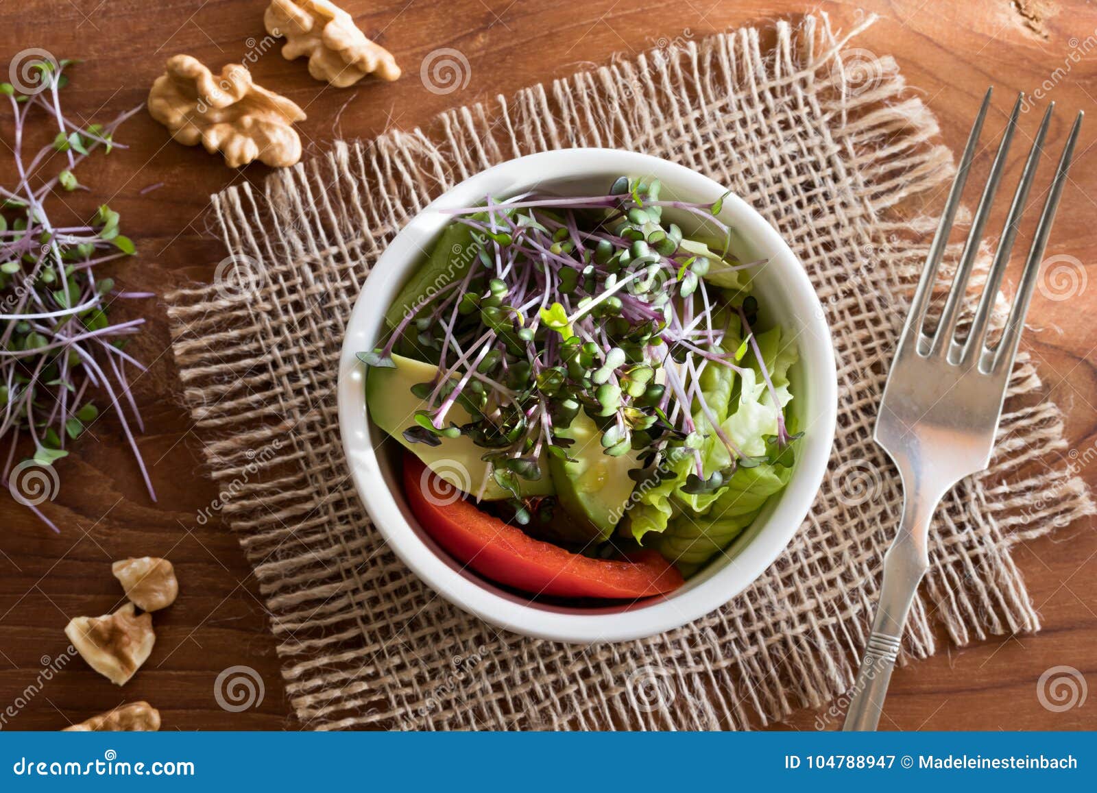 Fresh Kale and Broccoli Microgreens in a Vegetable Salad Stock Image