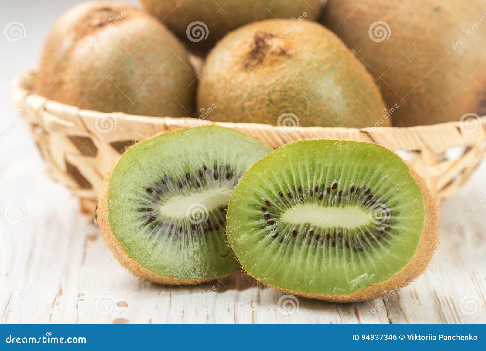 Fresh Kiwi Fruit Whole and Cut Stock Photo Image of juicy, dessert