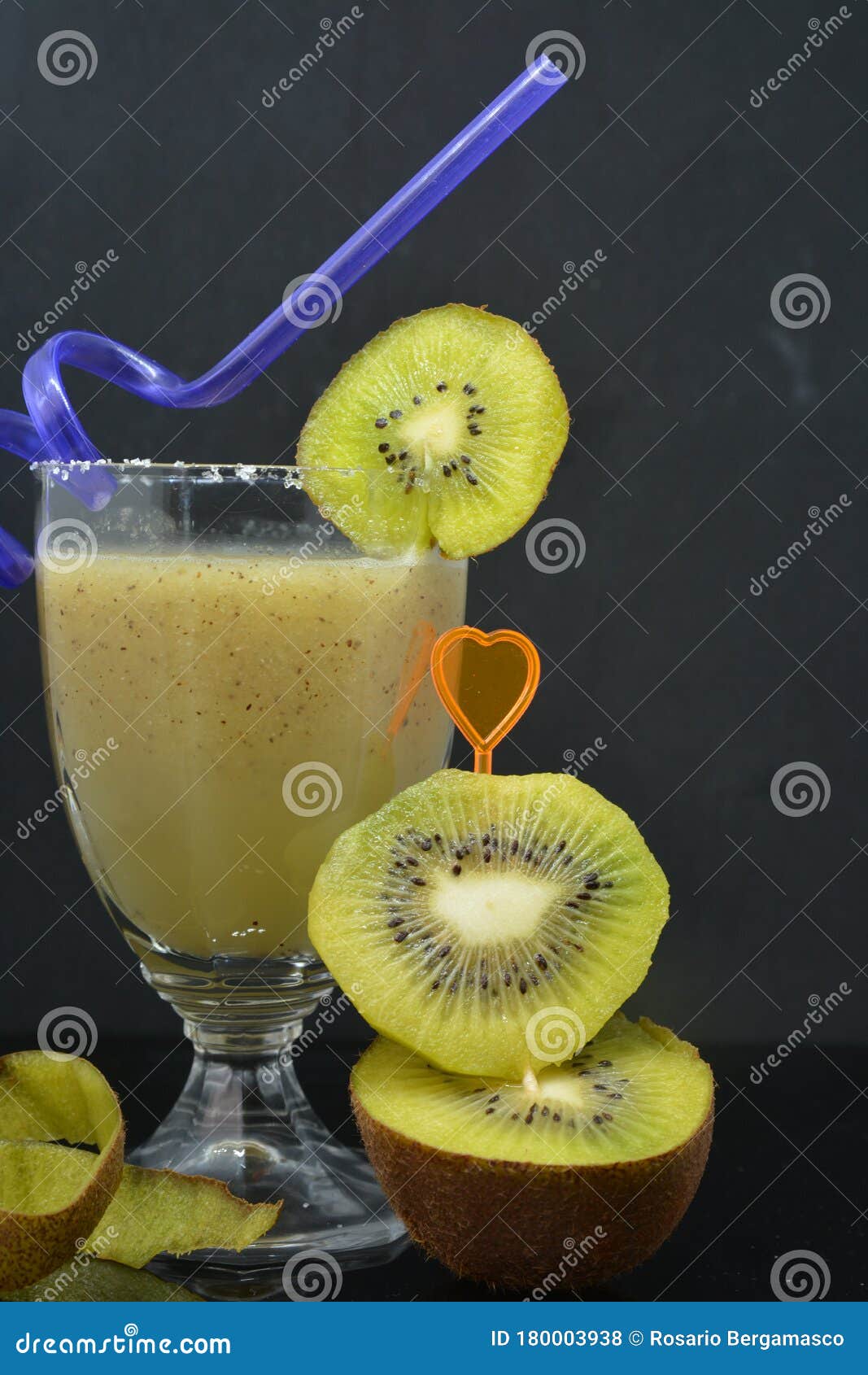 fresh kiwi shake fruit drink in glass