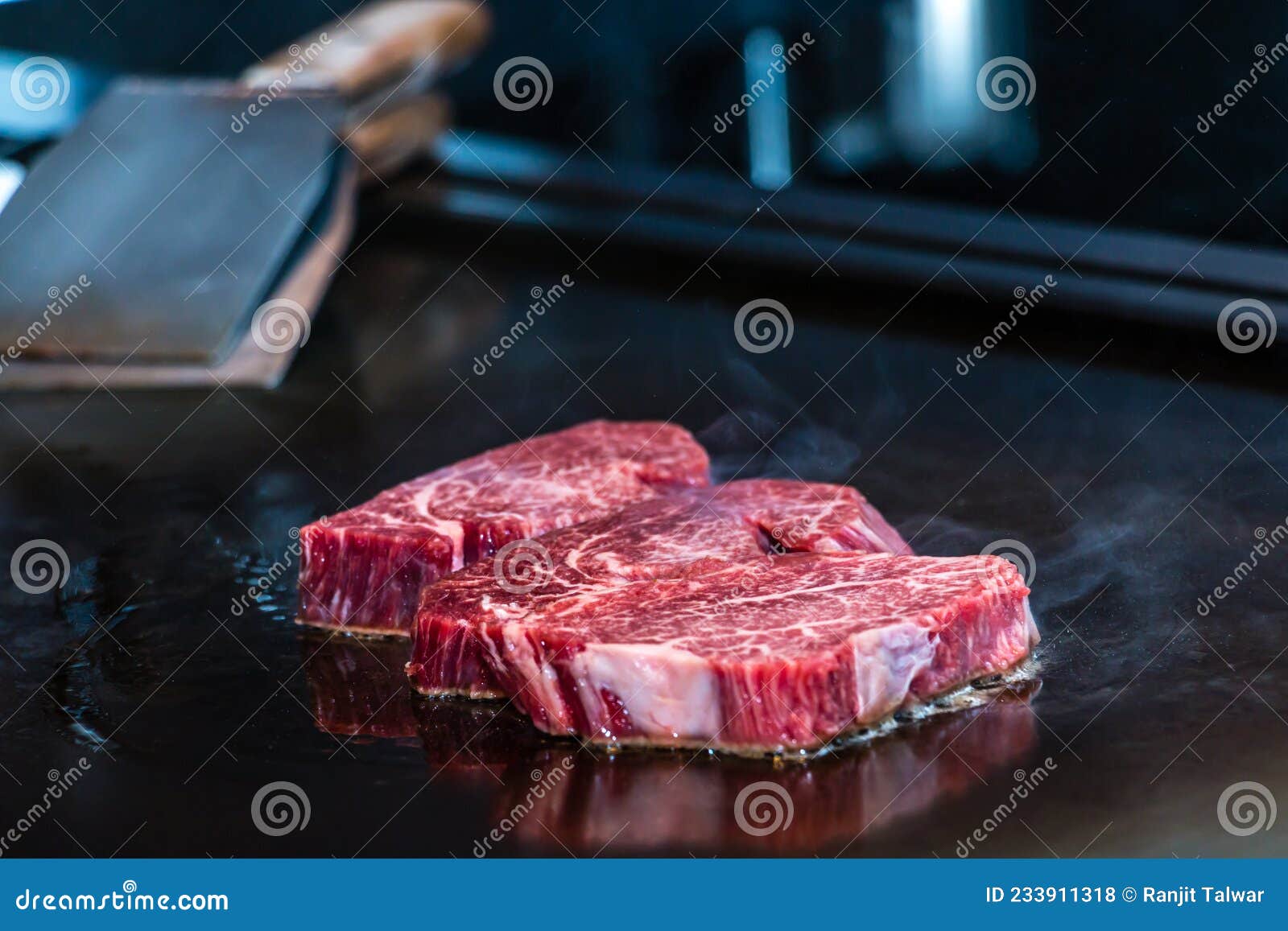 fresh kobe steak getting ready to be grilled