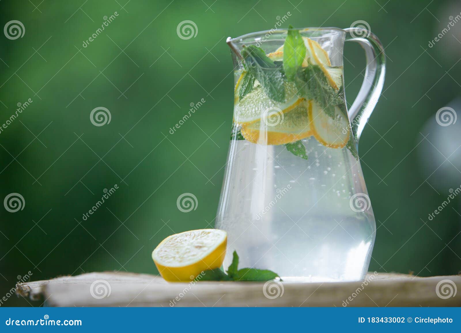 Fresh lemonade in a jug stock photo. Image of enjoyment 183433002