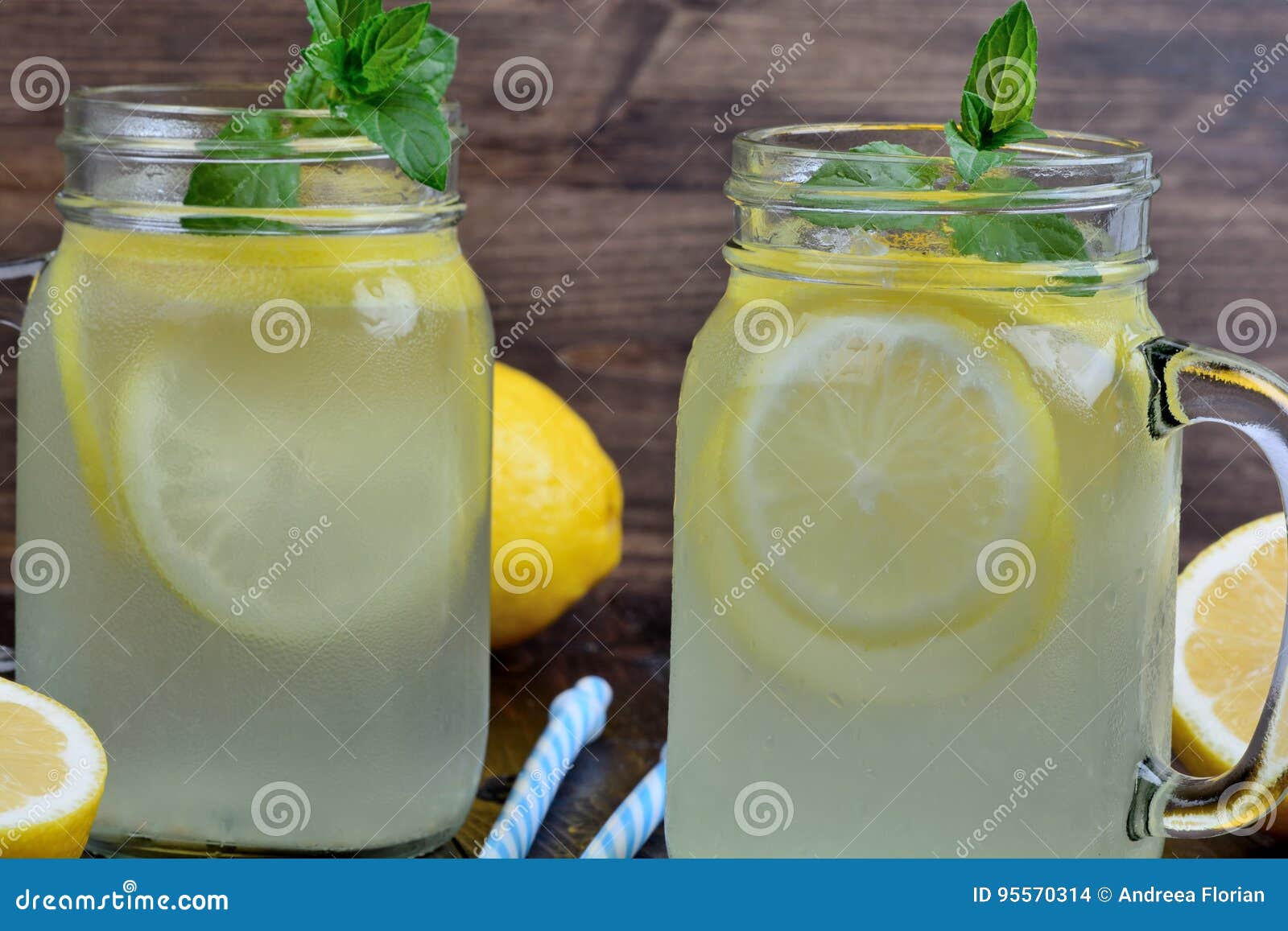 Fresh Lemonade in Mason Jars Stock Photo Image of nutrition, object