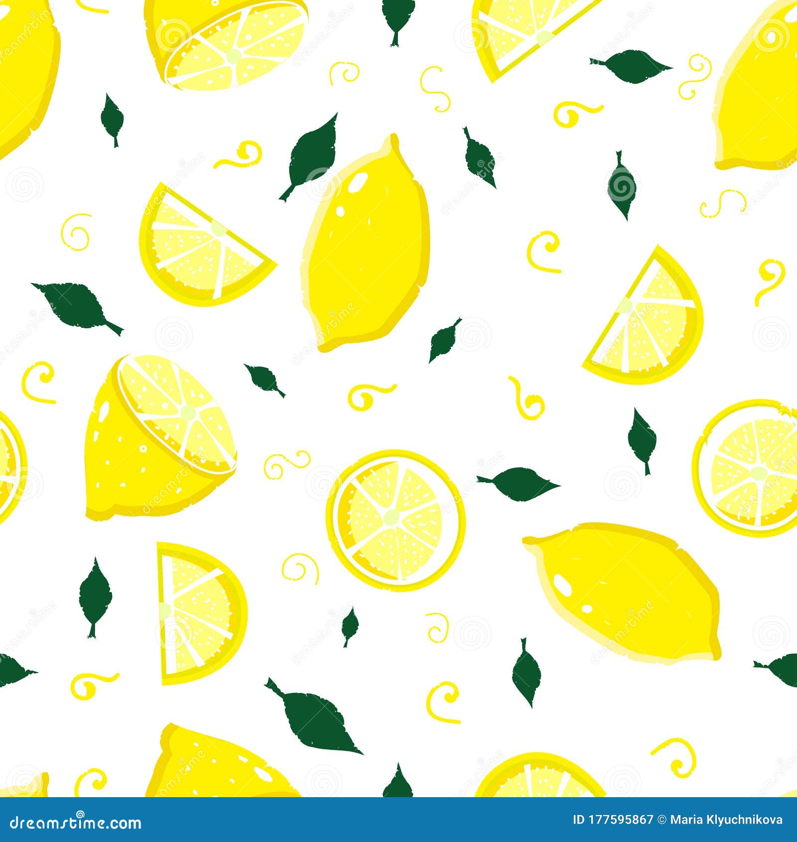 Fresh Lemons Background. Summer Seamless Pattern. Colorful Wallpaper ...