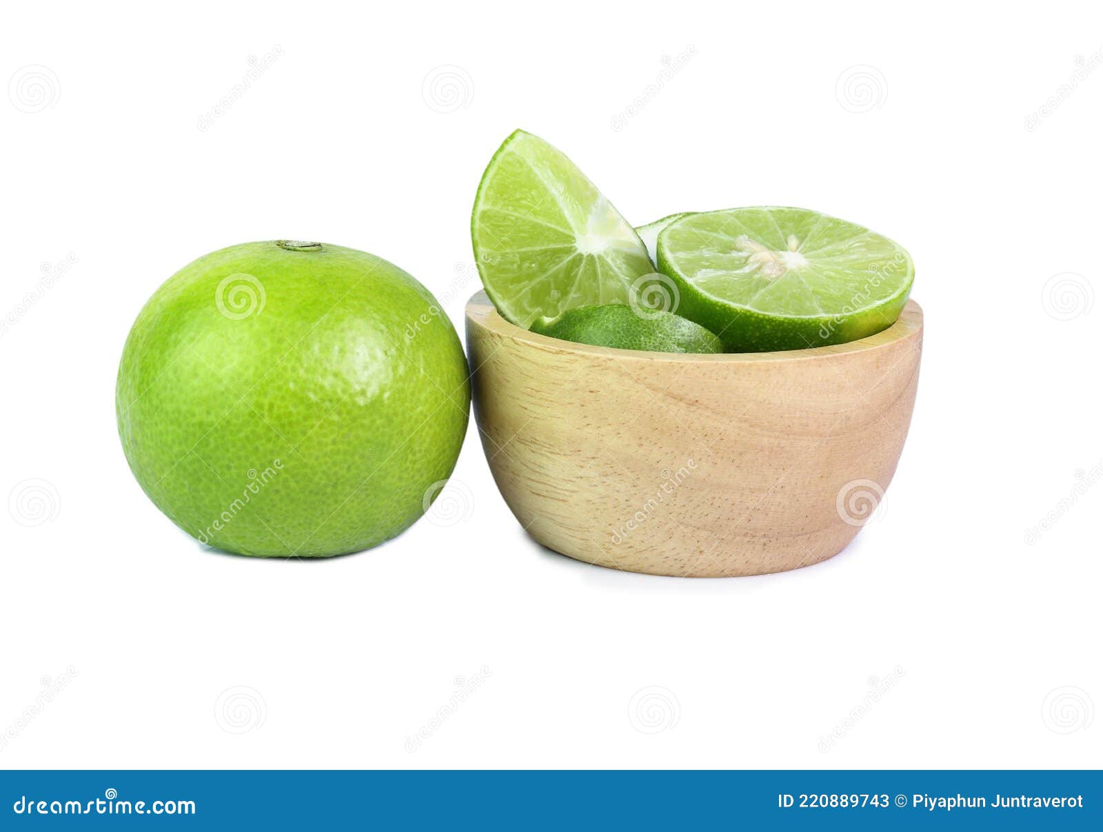 Fresh Limes with Cut in Half with Isolated White Background Stock Image
