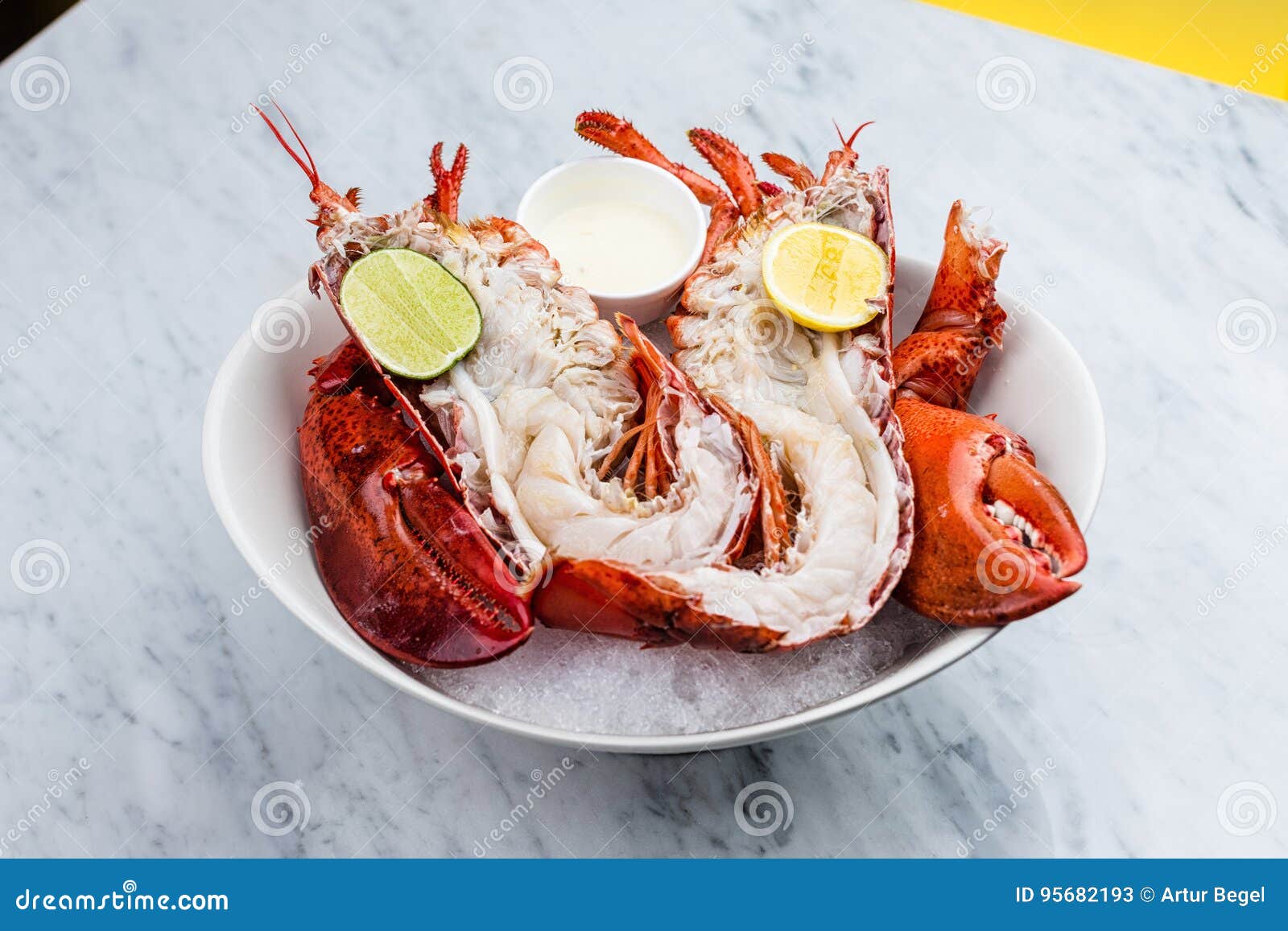Fresh Lobster with Sauce and Lime Stock Image Image of delicious