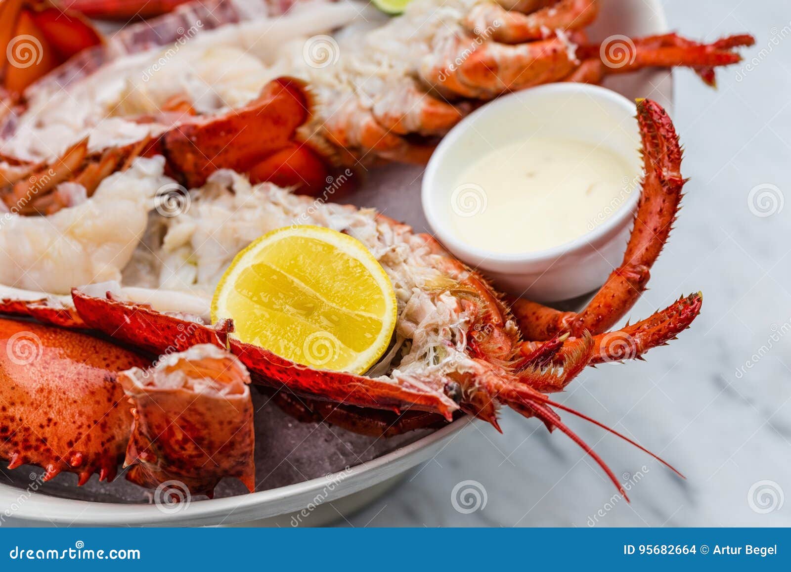 Fresh Lobster with Sauce and Lime Stock Photo Image of appetizer