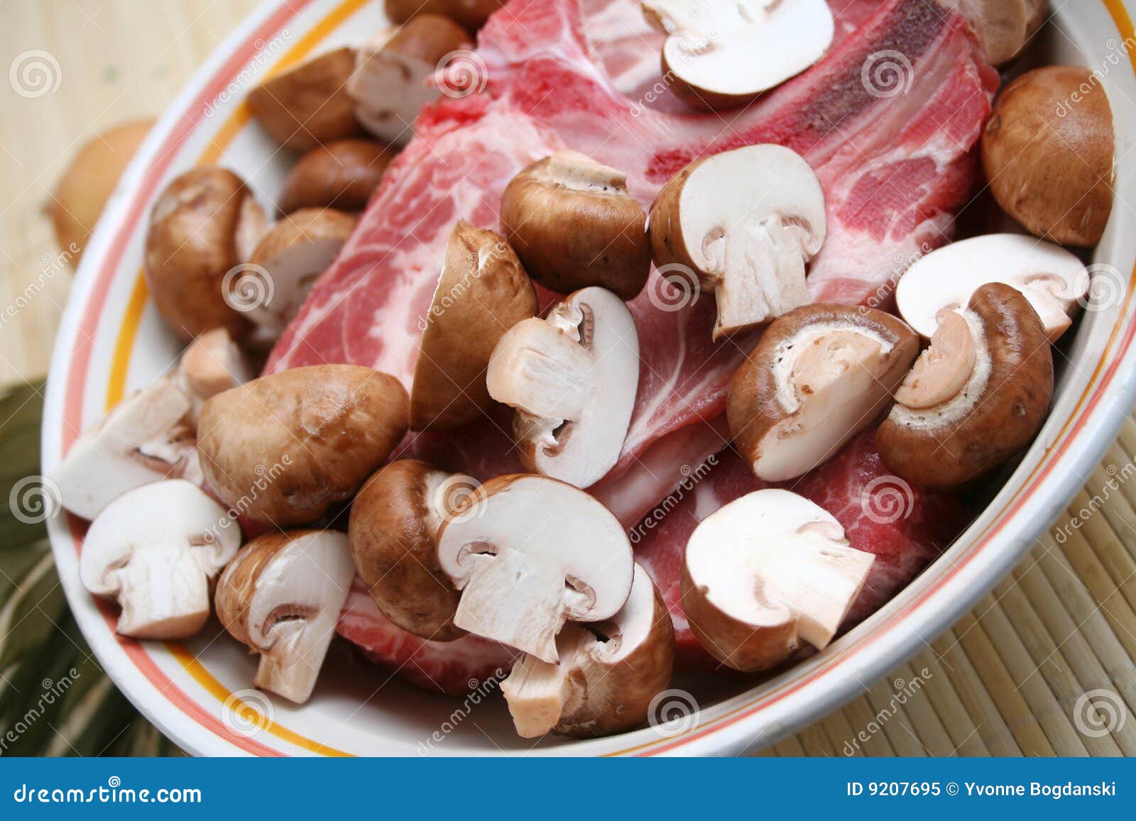 Fresh meat and mushrooms stock image. Image of pork, food 9207695