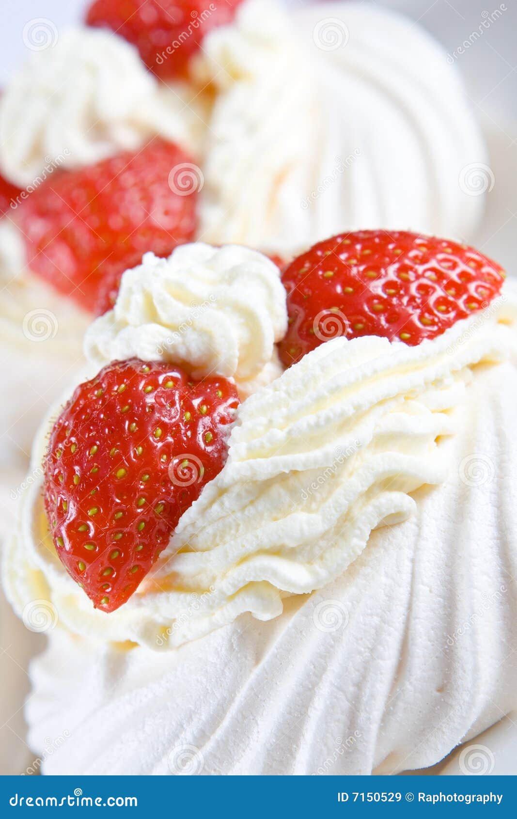 Fresh Meringue with Cream and Strawberries Stock Image Image of