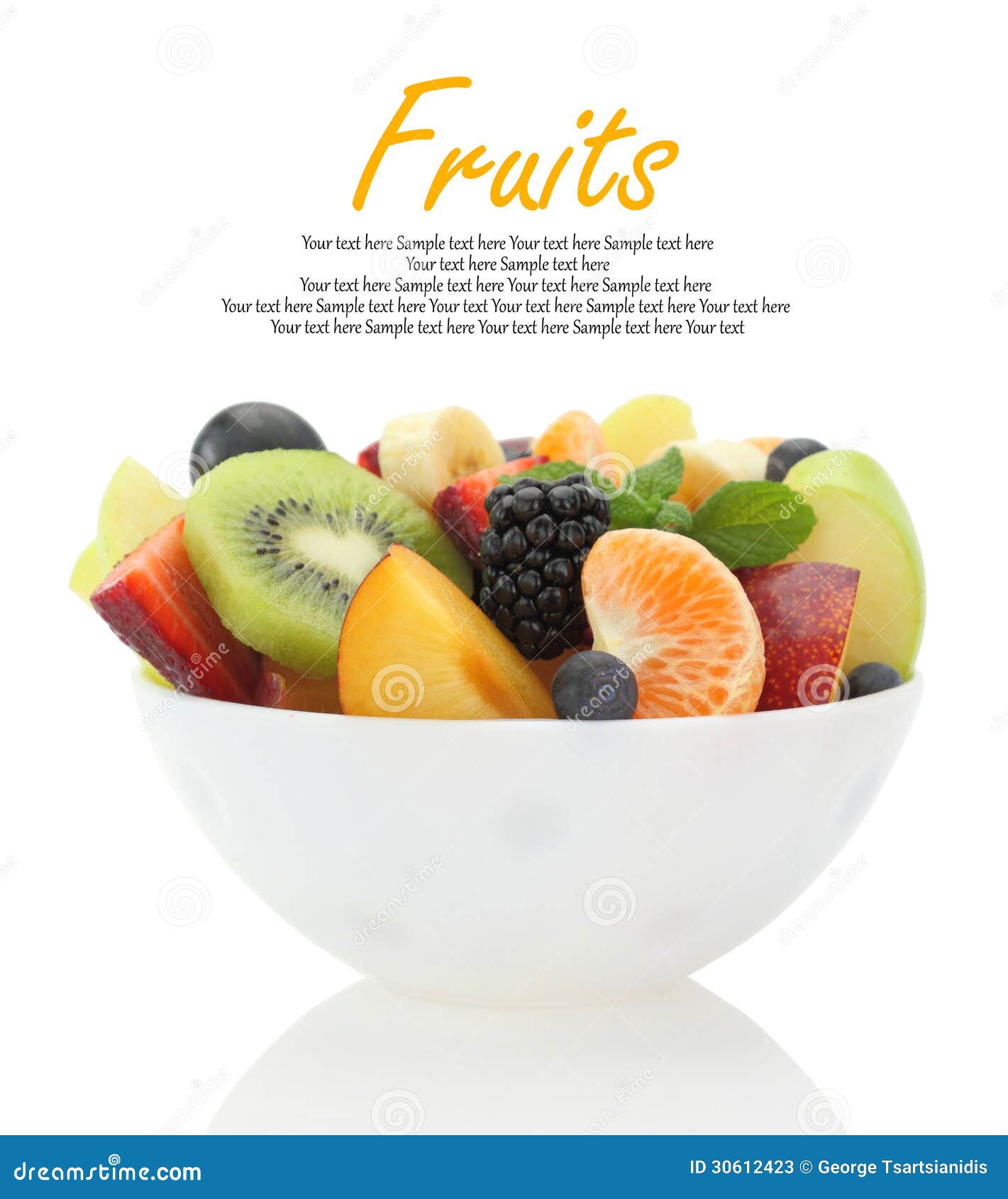 Fresh mixed fruit salad stock image. Image of fruit, menu 30612423
