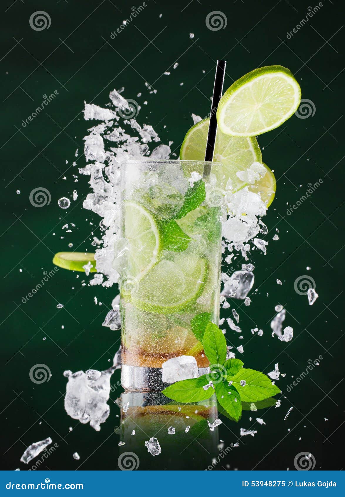 Fresh Mojito Drink with Liquid Splash Stock Image Image of hard