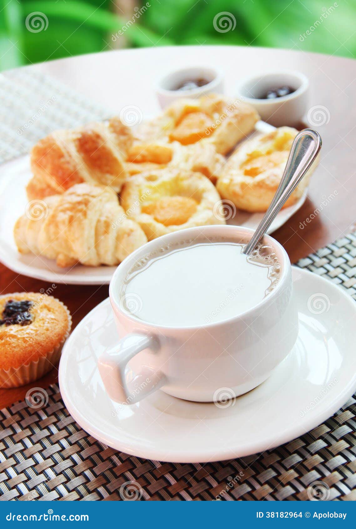 Fresh Muffins and Tea with Milk, Breakfast Stock Photo Image of milk