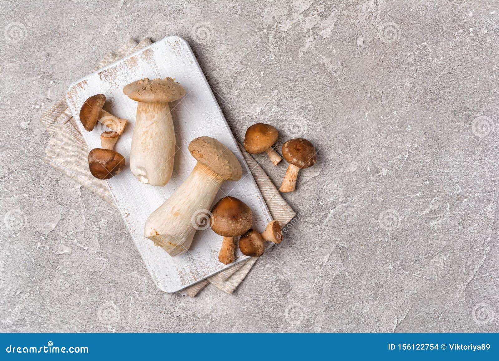 fresh mushrooms mix of shiitake and king oyster or eringi for gourmet meal