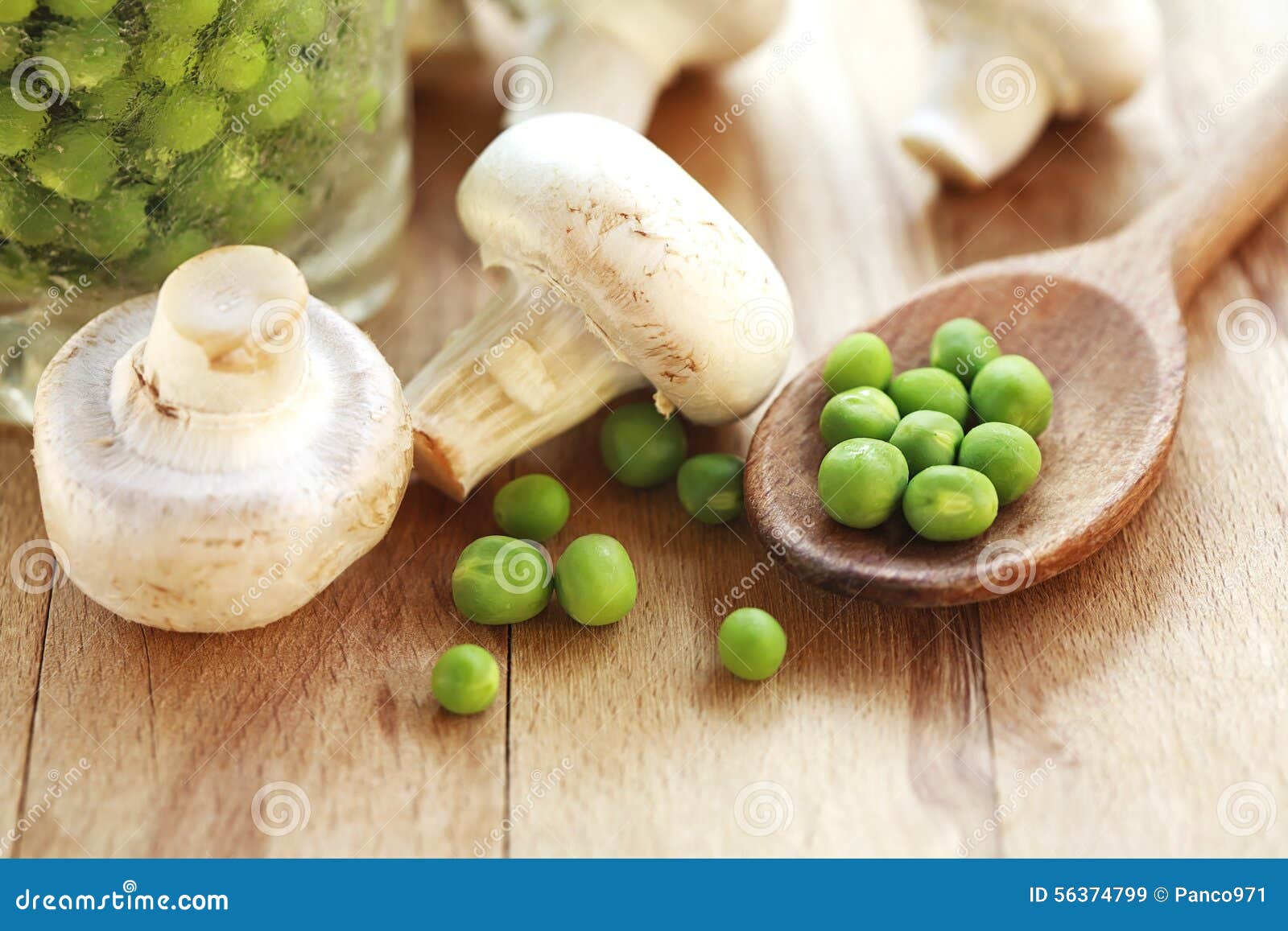 Fresh mushrooms and peas stock image. Image of agriculture 56374799