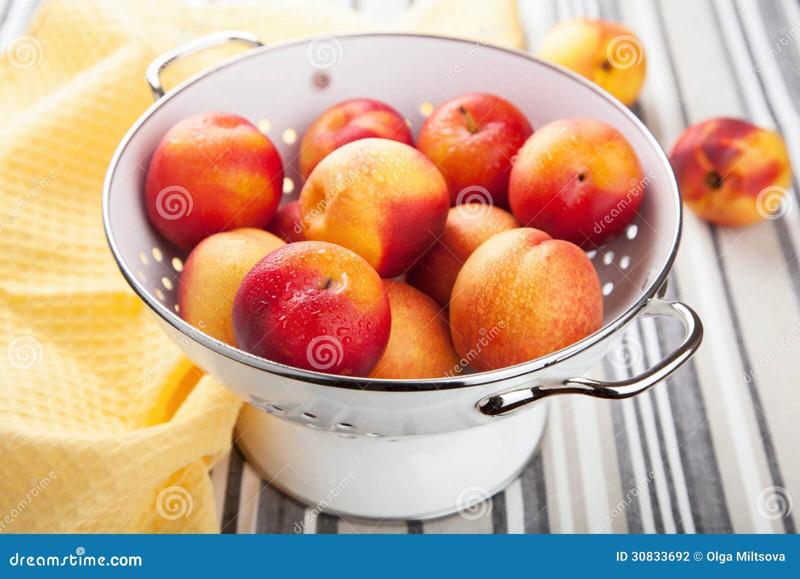 Fresh Nectarines and Plums in Colander Stock Photo Image of health, freshness 30833692