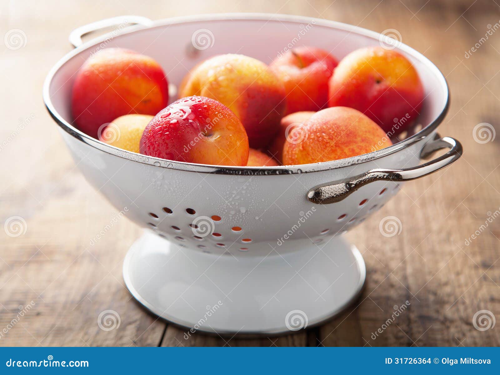 Fresh Nectarines and Plums in Colander Stock Photo Image of nutrition