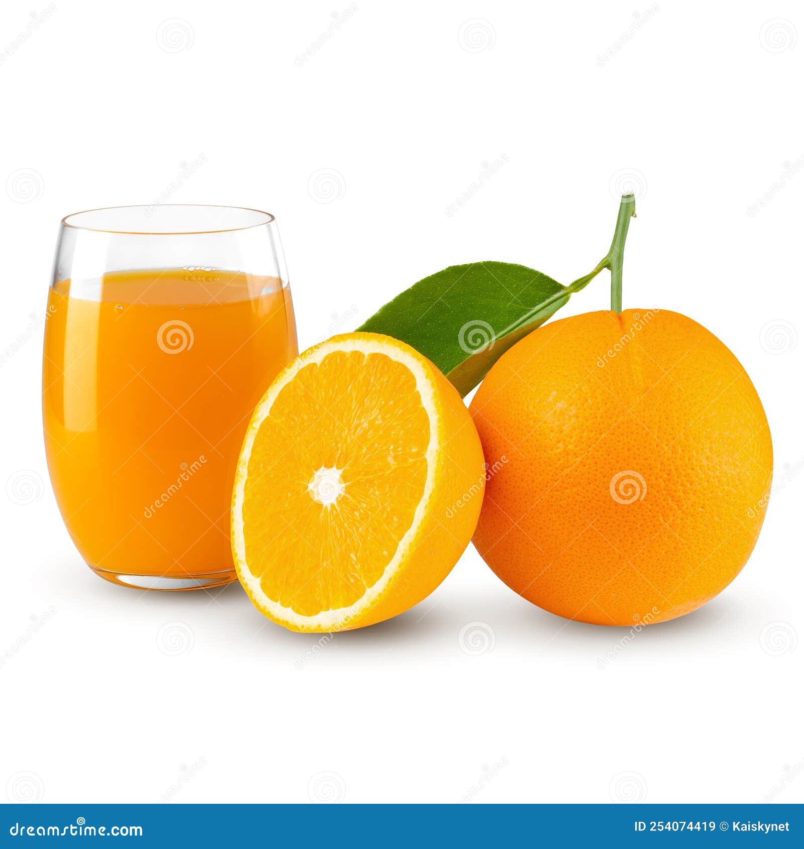 Fresh Orange Juice and Orange Fruit Isolated on White Layer Background
