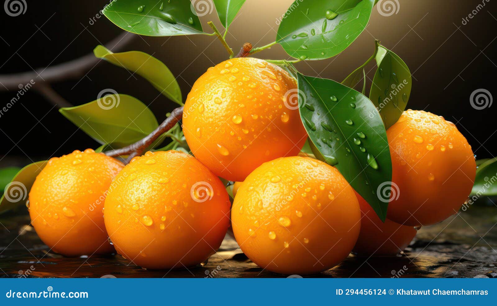 fresh oranges on branches with invigorating water - natural citrus refreshment