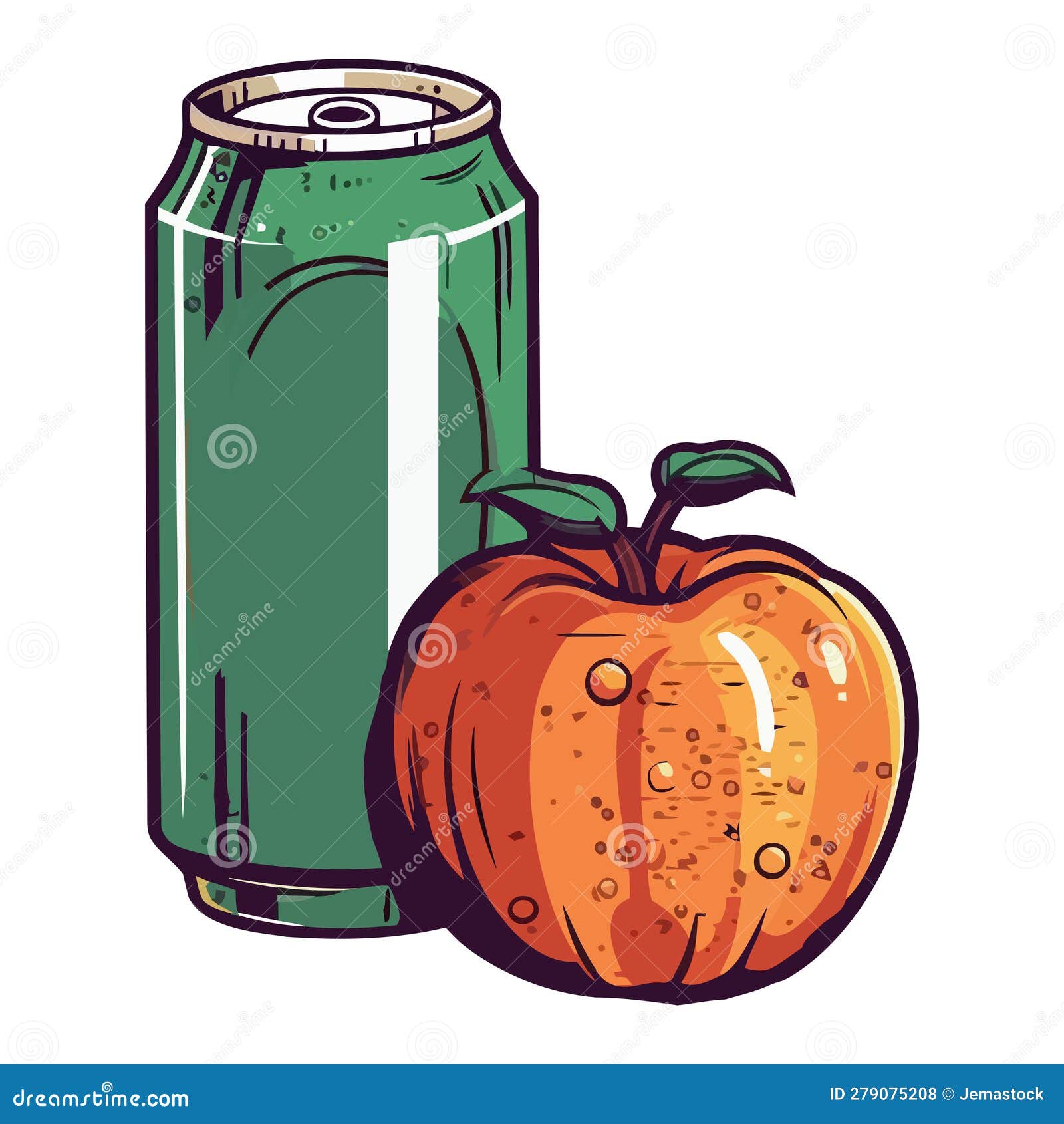 Fresh Organic Fruit Juice in Metal Container Stock Vector