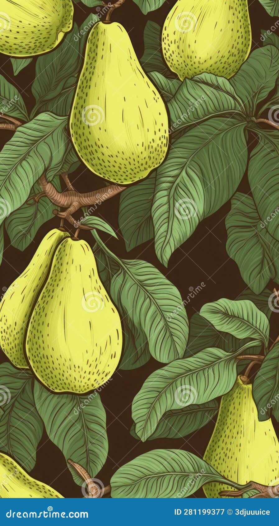 Fresh Organic Jackfruit Fruit Vertical Background Illustration. Stock