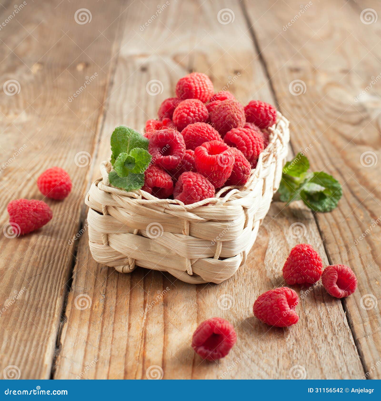 Fresh Organic Raspberry in Basket. Stock Photo Image of focus, vegan