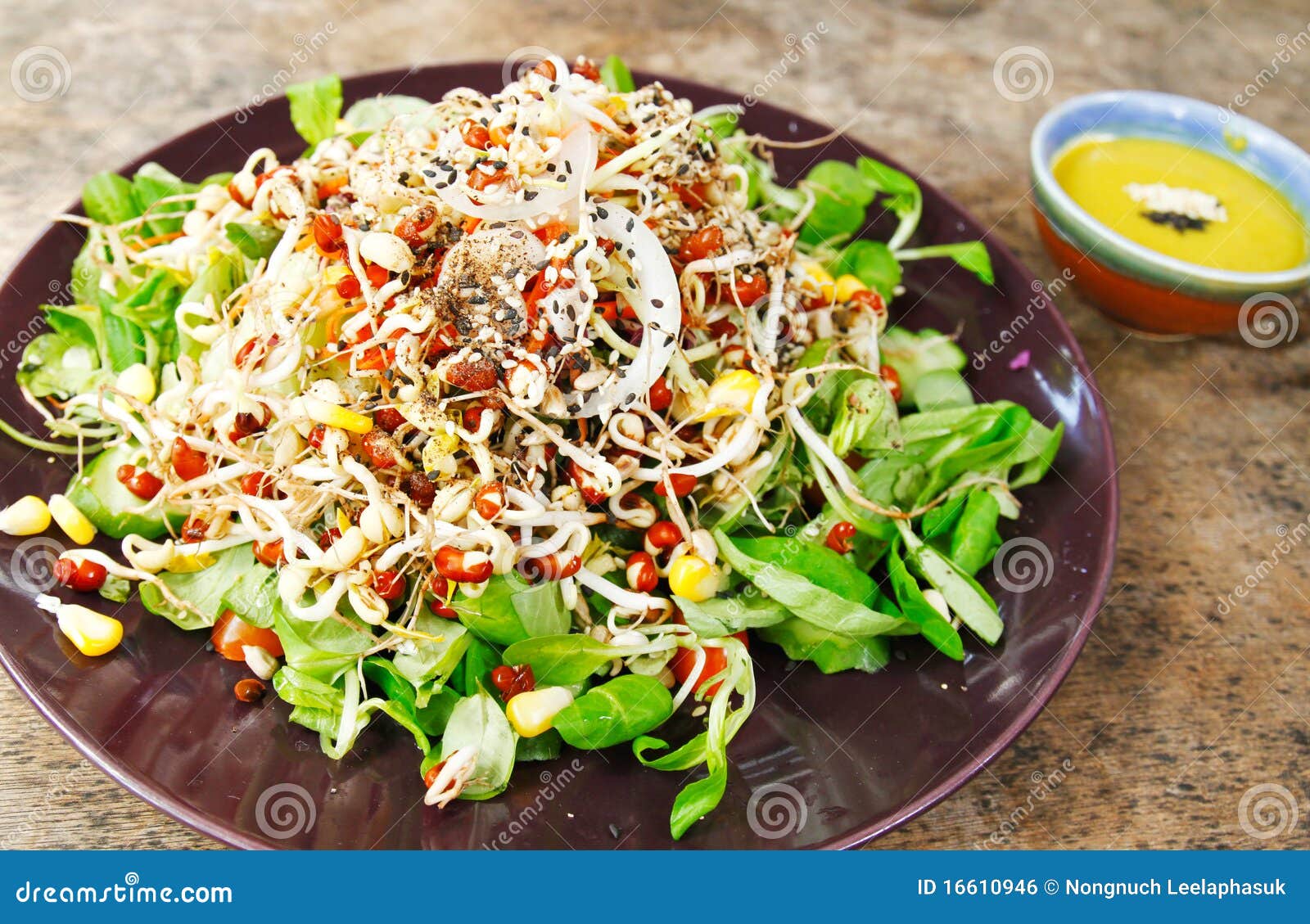 Fresh Organic Salad with Cream Sauce Stock Photo Image of cream, dish