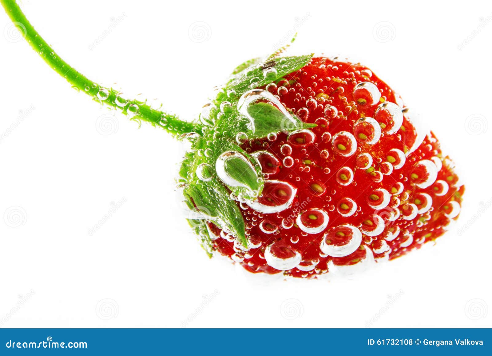 Fresh Organic Strawberry and Bubbles Underwater Isolated Stock Photo
