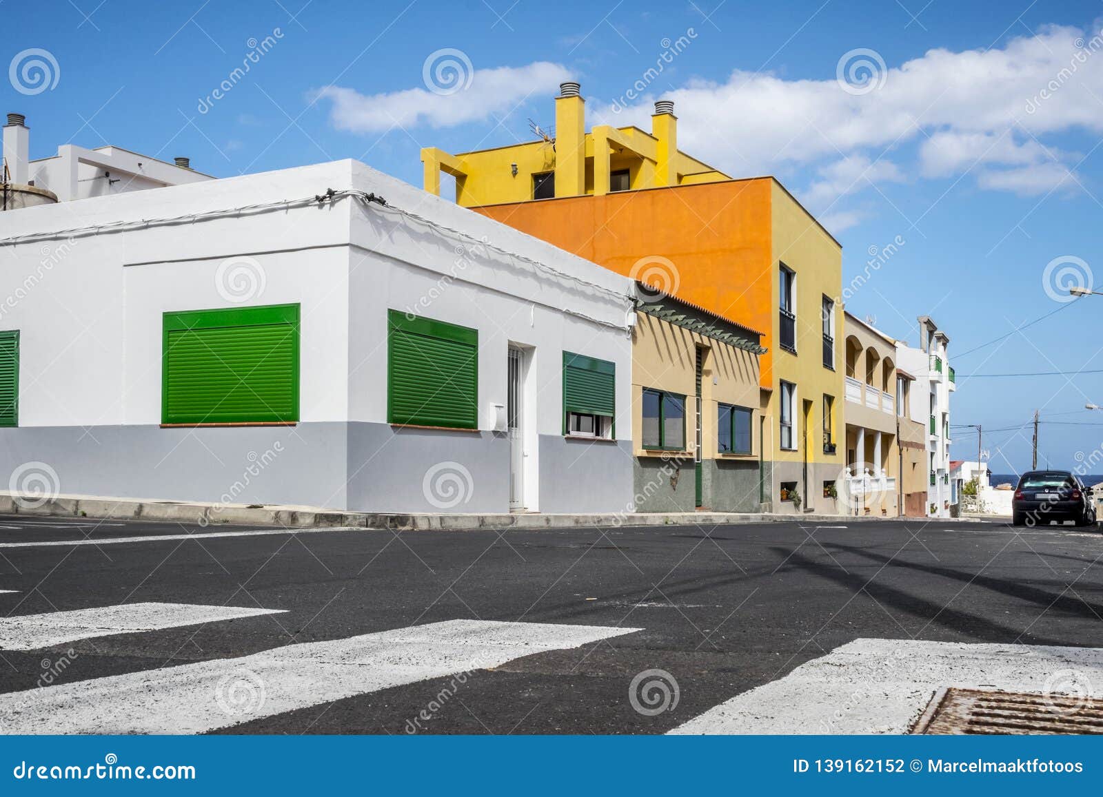 fresh painted houses in the streets of el tamaduste, el hierro, canary islands